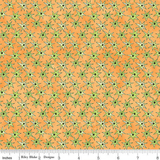 Riley Blake Ghoul Friends Ghoul Friends Stars Orange 1 Yard Cut