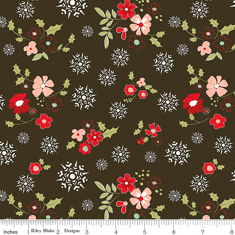 Glisten Winter Flowers Mocha