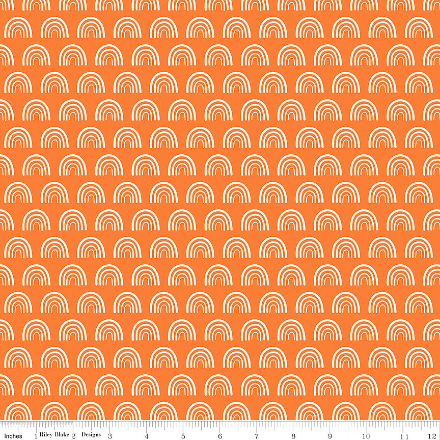 Riley Blake Two by Two Chasing Rainbows Orange 1 Yard Cut
