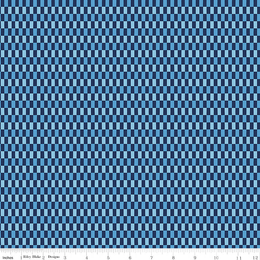Blue Blooms & Threads Checks Navy