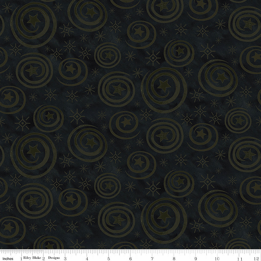 Spooky Halloween Stars & Swirls Black