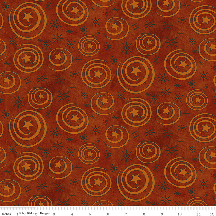 Spooky Halloween Stars & Swirls Rusty Oak