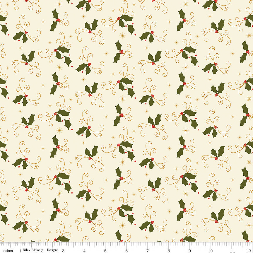 Christmas Greetings Holly Cream