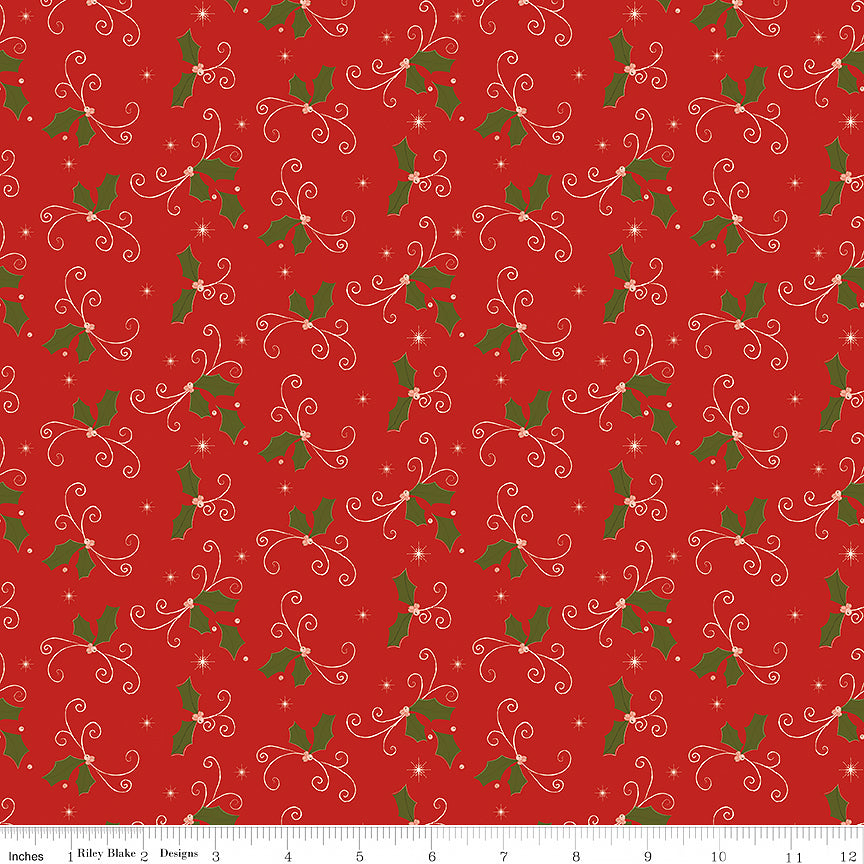 Christmas Greetings Holly Red
