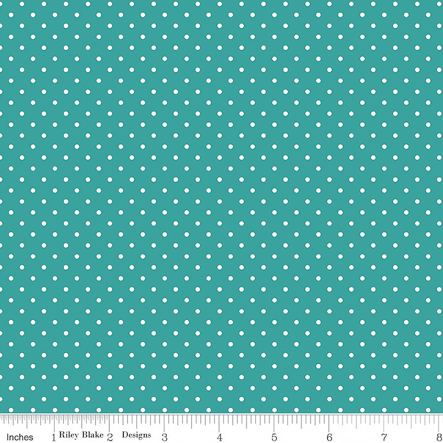 Swiss Dot White On Teal