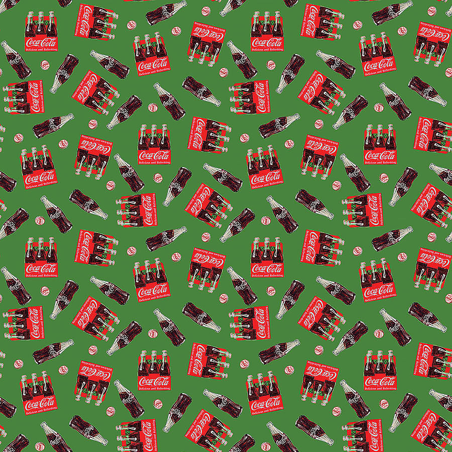 Coca-Cola Christmas Tossed Crate Green – Remnant 37″ × 44″