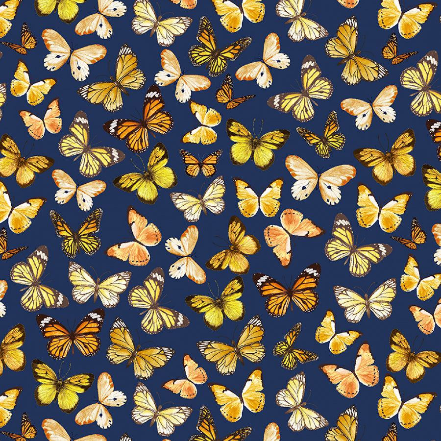 Sunflower Farm Tossed Butterflies Navy
