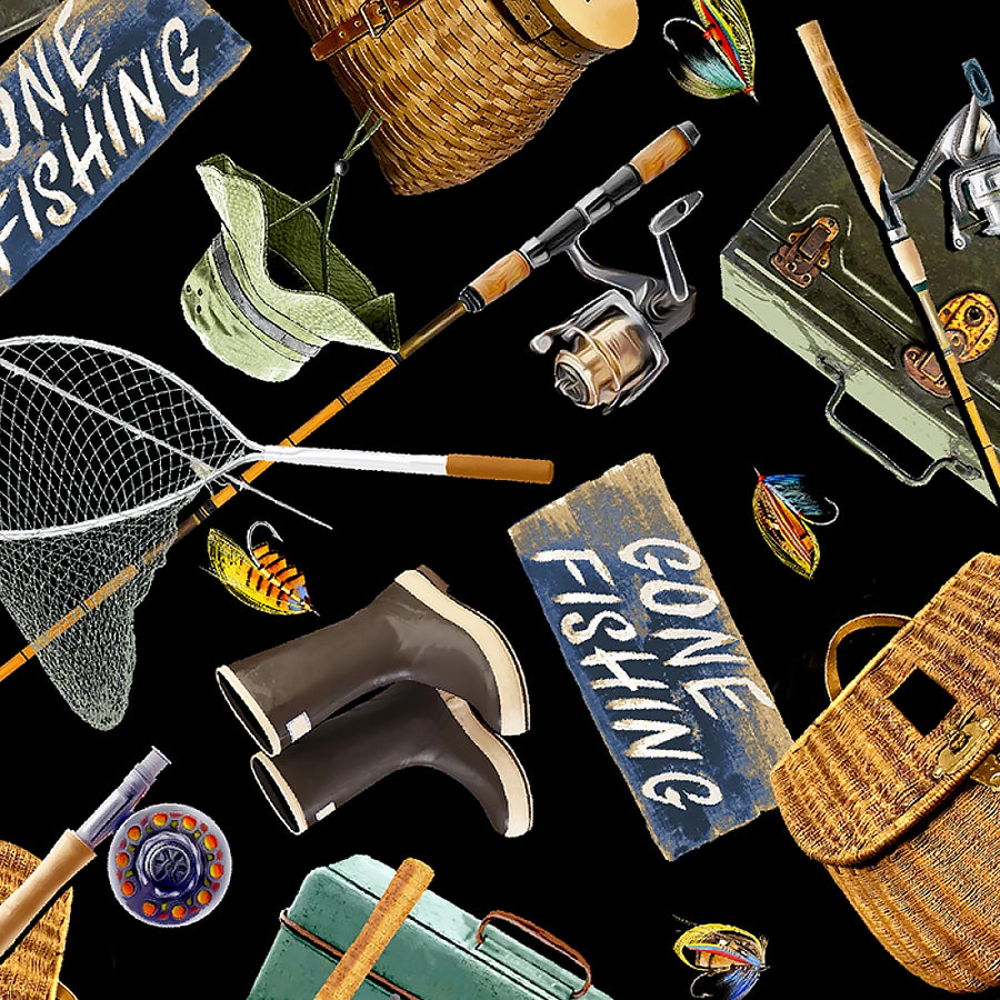 Woodland Retreat Fishing Gear Black