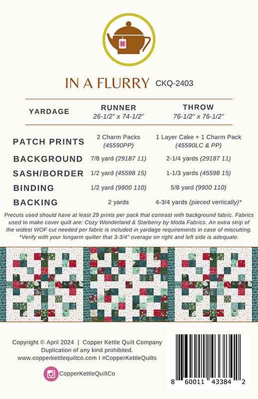 In a Flurry Quilt Pattern by Copper Kettle Quilts