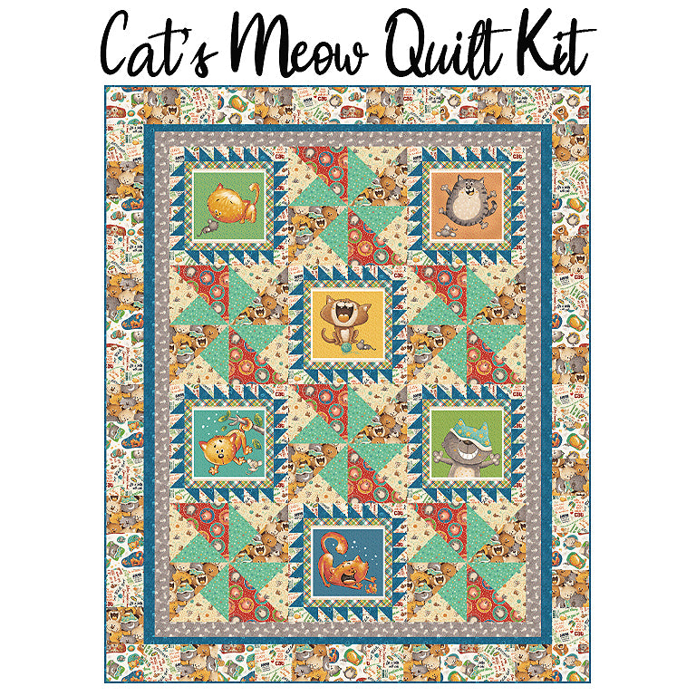 Cat's Meow Quilt Kit with Cat Hair Don't Care from Blank