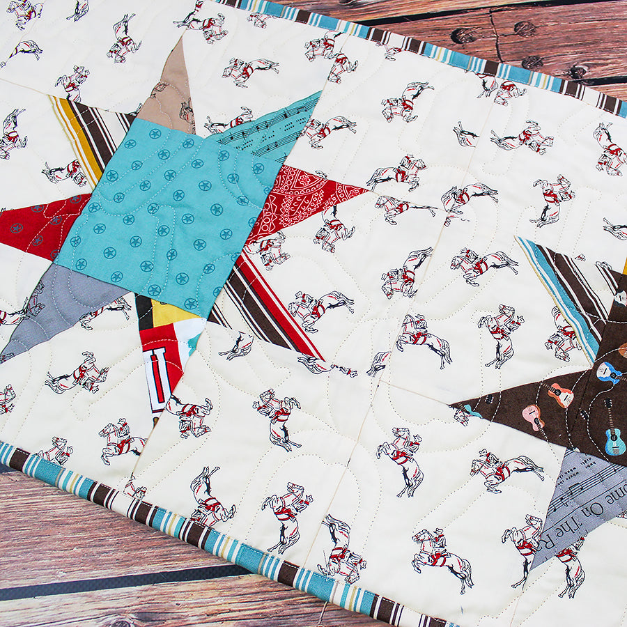 Crazy Stars Table Runner Kit with Cowboys from Riley Blake