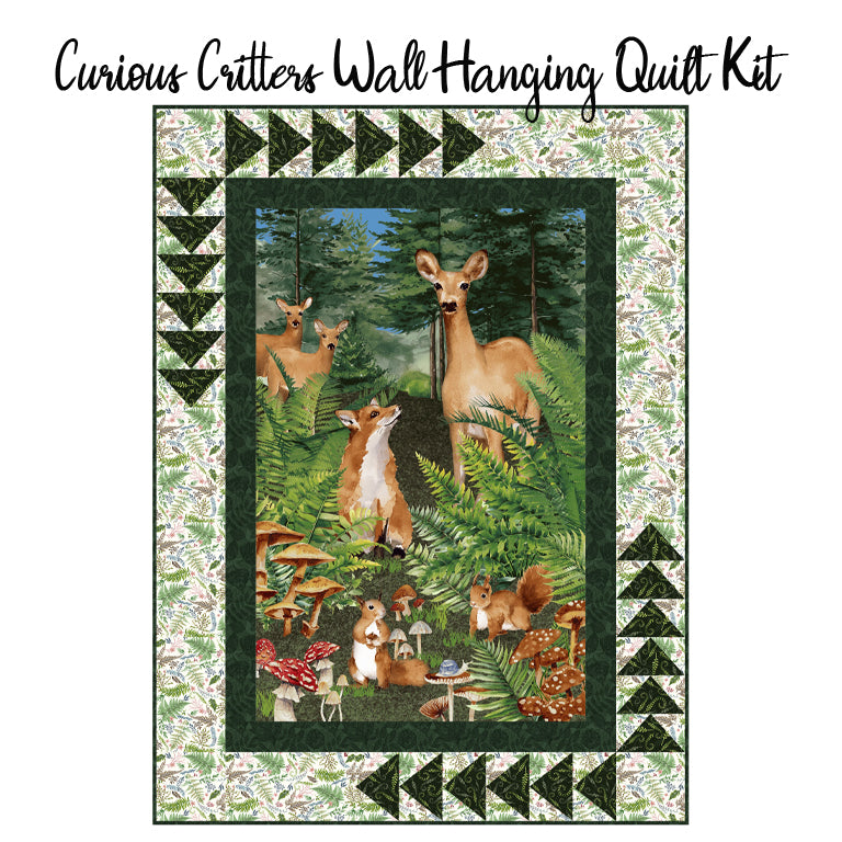 Curious Critters Wall Hanging Quilt Kit with Forest Floor from Henry Glass