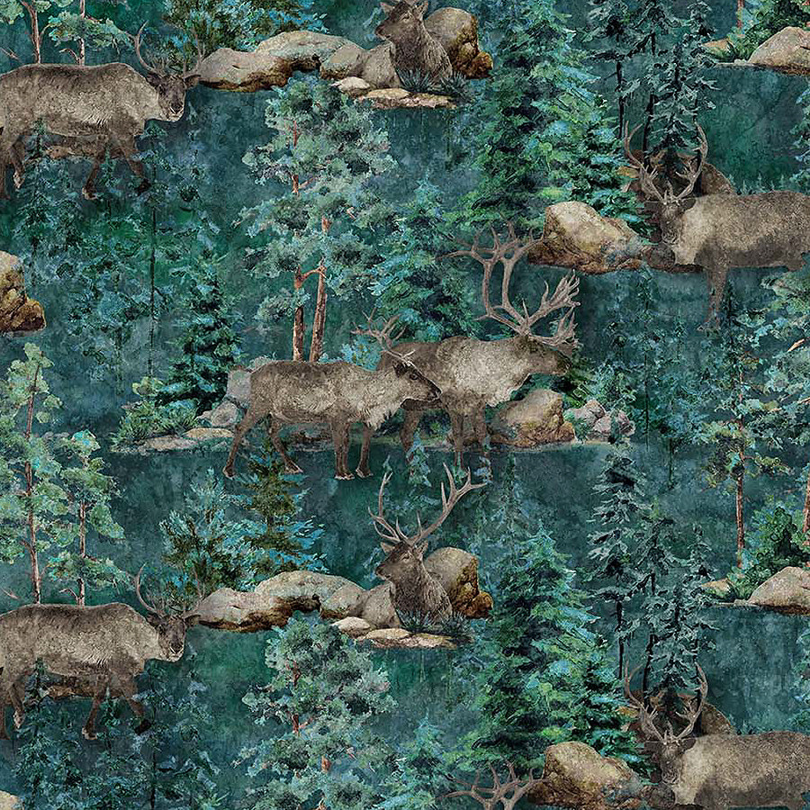 Northcott Migration Caribou Dark Teal Multi 1 Yard Cut