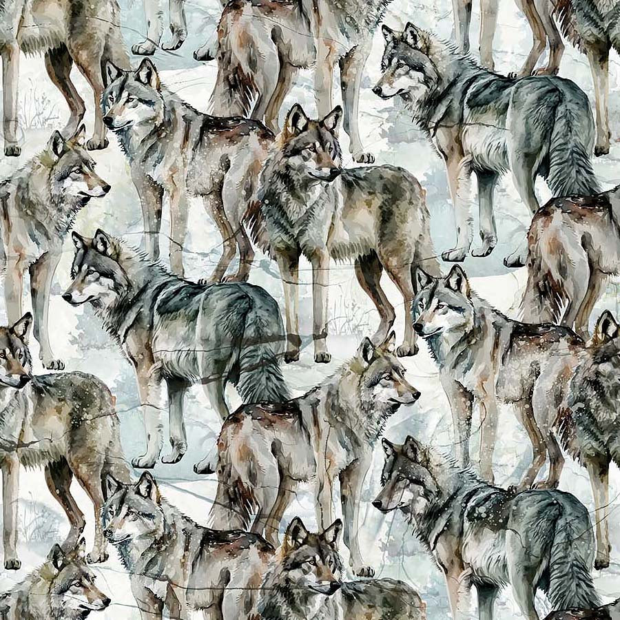 Northcott Lone Wolf Wolves Blue/Gray 1 Yard Cut