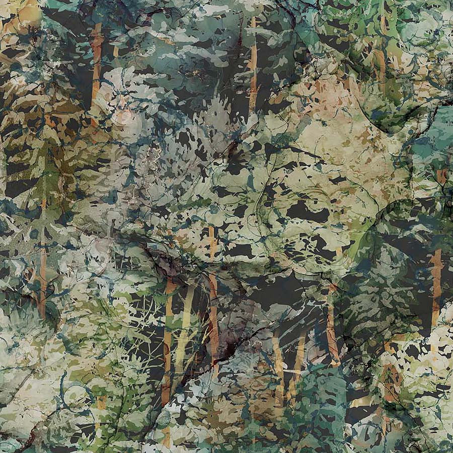 Lone Wolf Trees Teal Multi