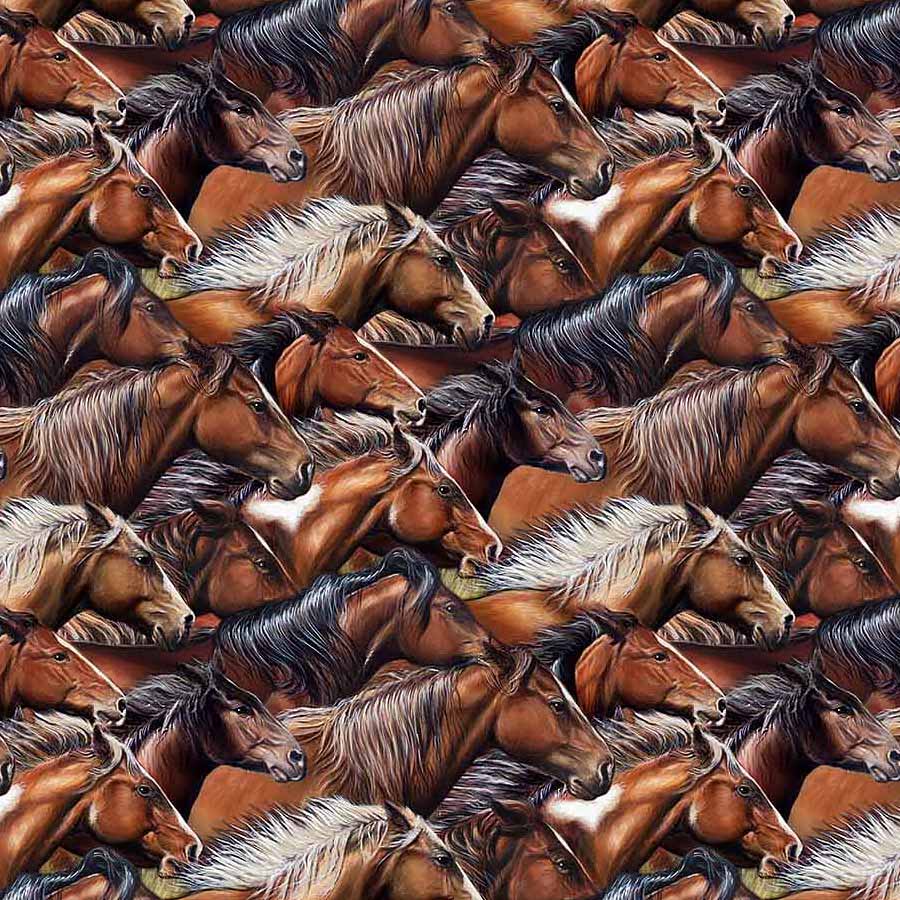 Wild & Free Horse Heads Brown Multi