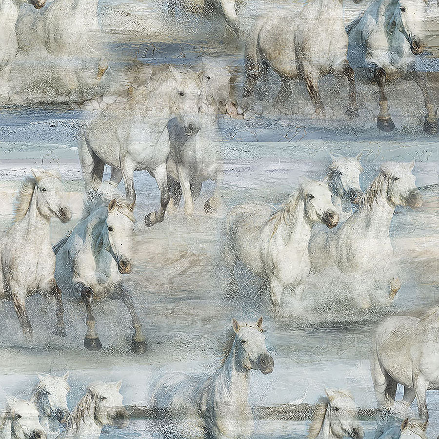 Running Free Horses Blue Multi