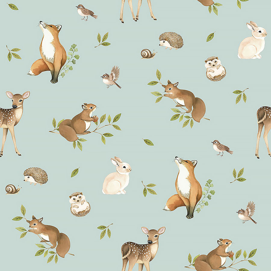 Woodland Heart Animals Blue Multi
