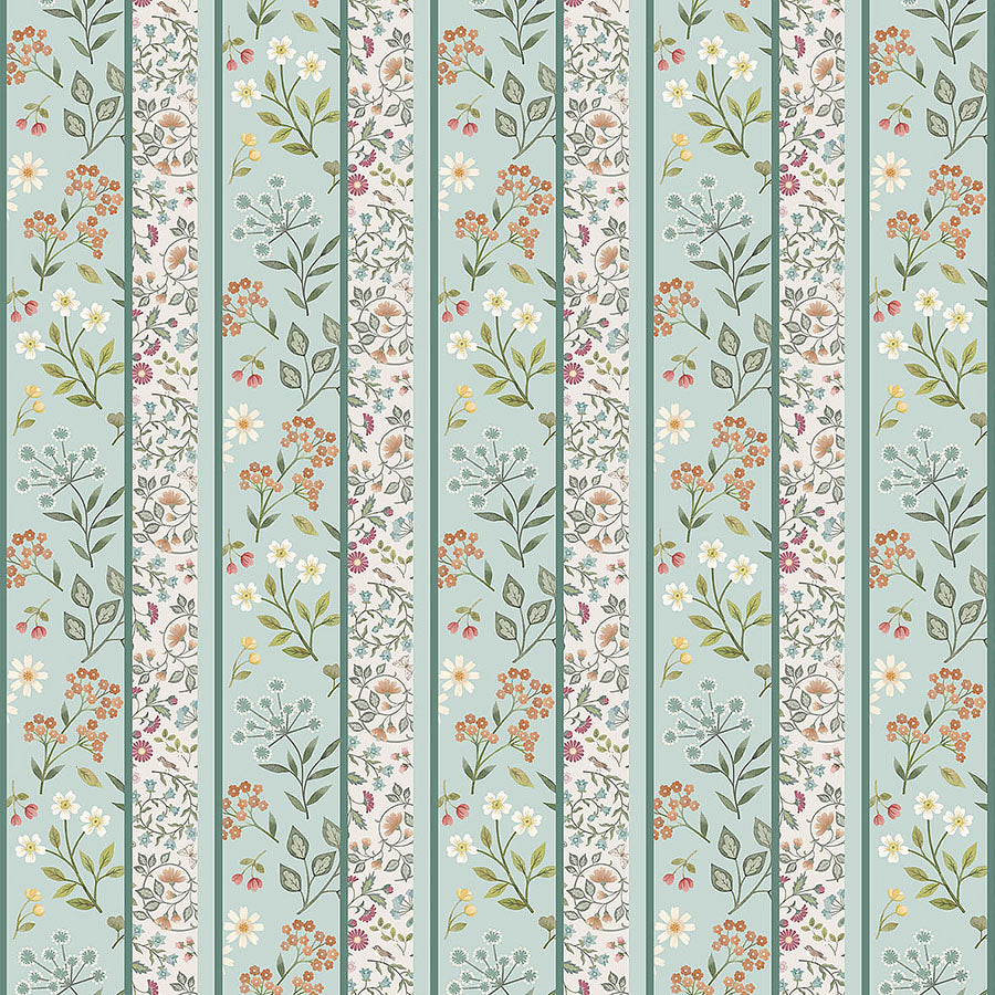 Northcott Woodland Heart Small Stripe Blue Multi 1 Yard Cut