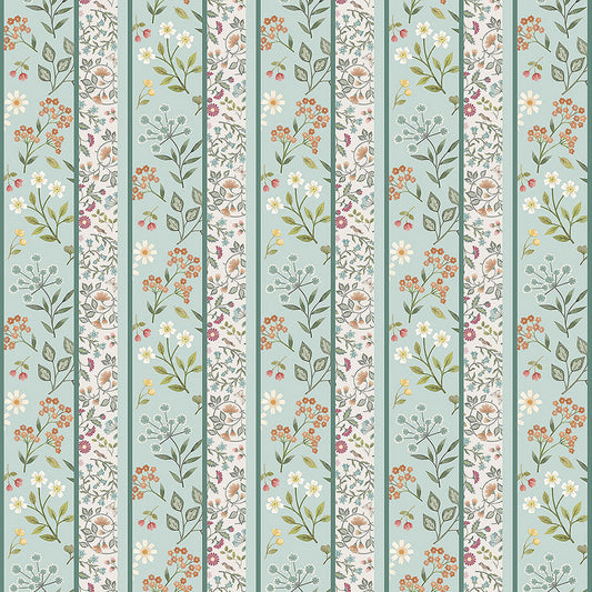 Northcott Woodland Heart Small Stripe Blue Multi 1 Yard Cut