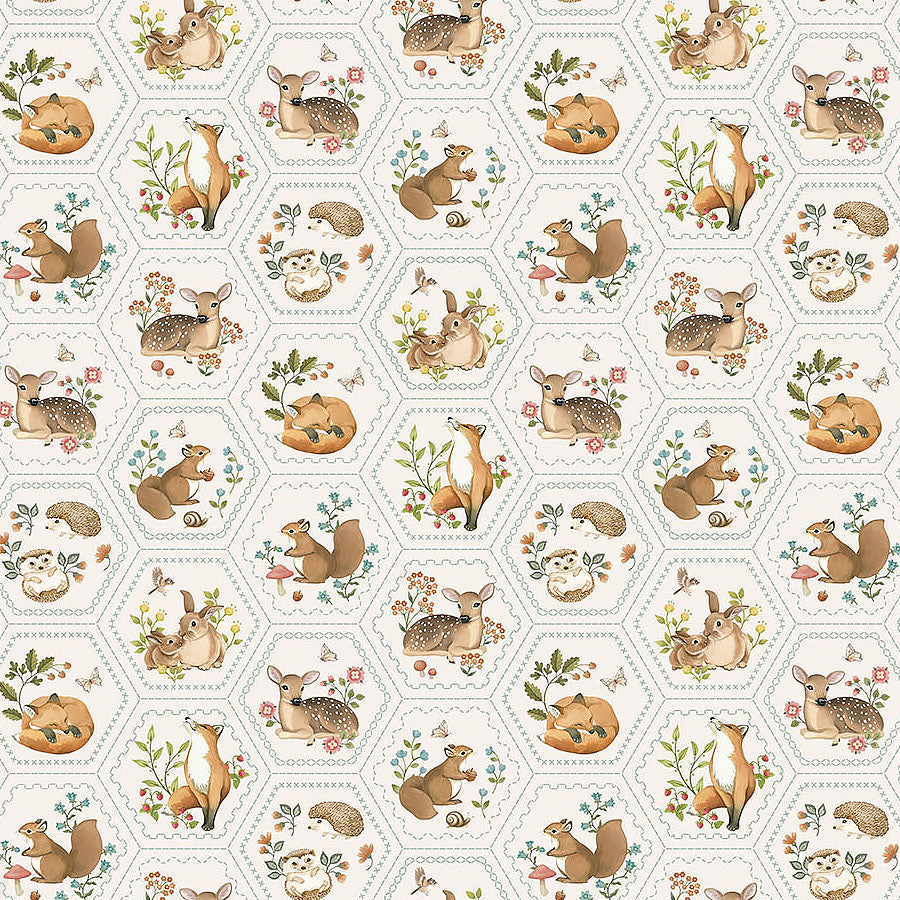 Woodland Heart Hexie Cream Multi