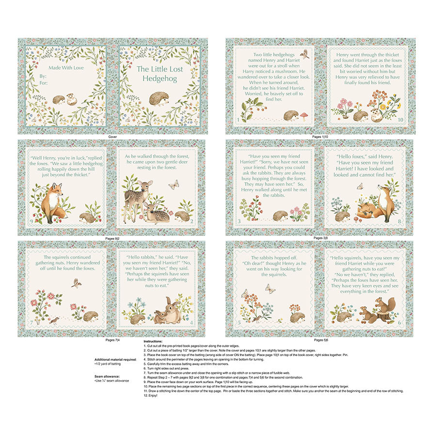 Woodland Heart 36" Book Panel Cream Multi