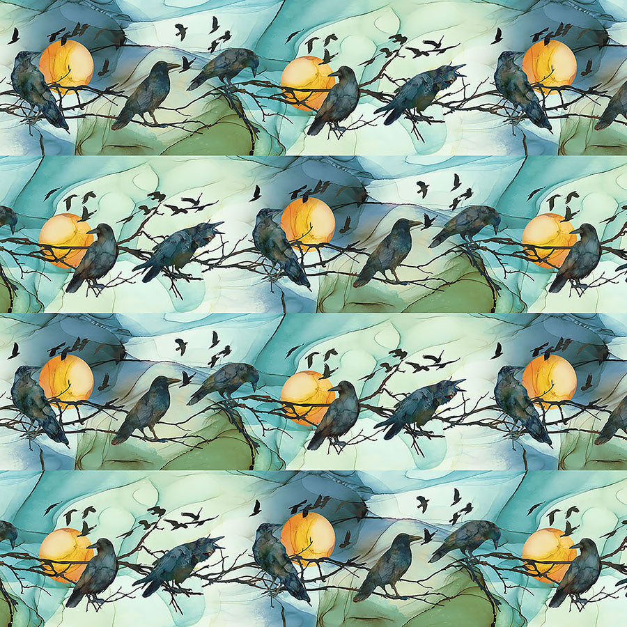 Raven's Call Border Stripe Teal Multi