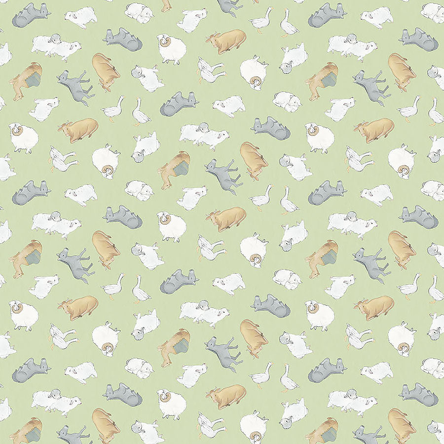 The Nativity Tossed Animals Green Multi