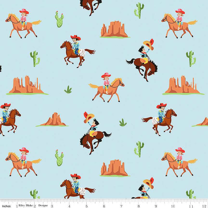 Designer Flannel Lil Buckaroos Giddy Up Aqua