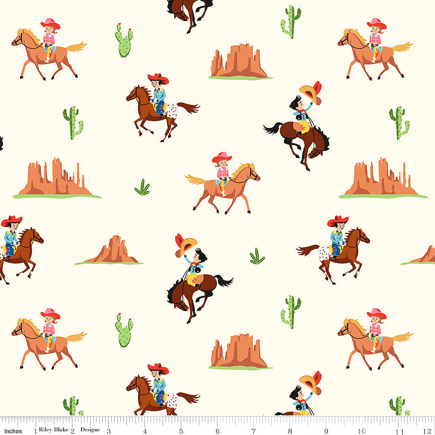 Designer Flannel Lil Buckaroos Giddy Up Cream