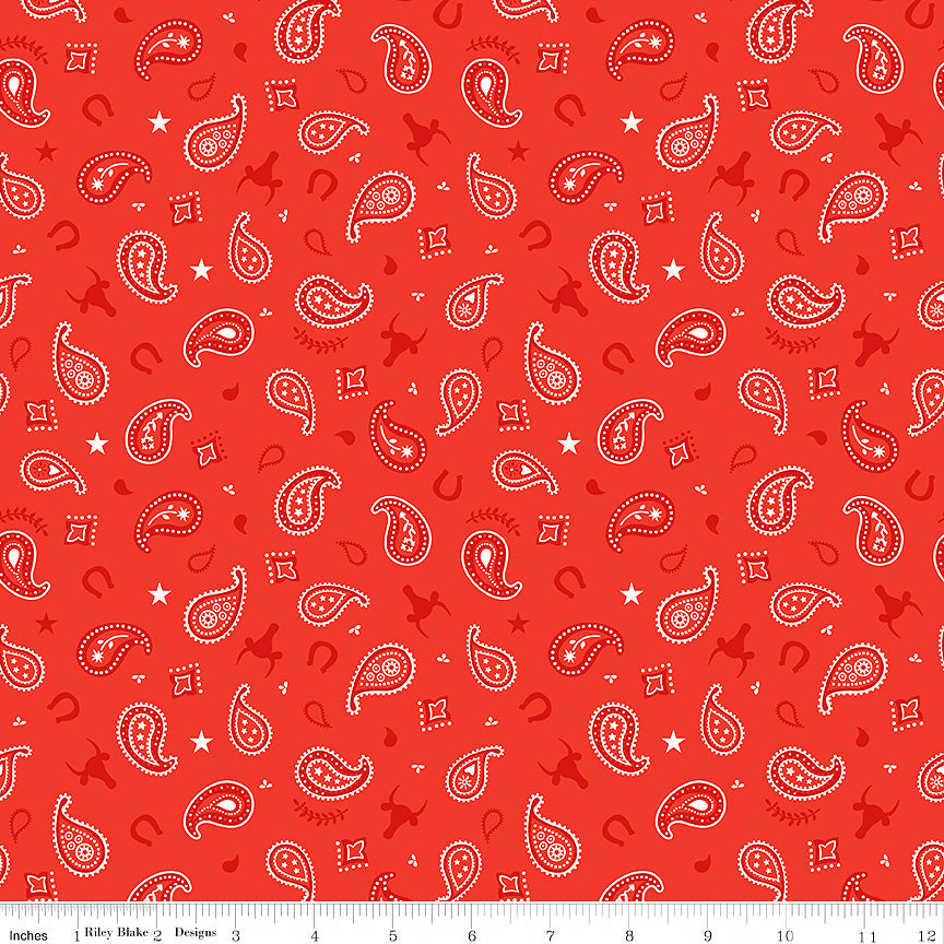 Designer Flannel Lil Buckaroos Paisley Red