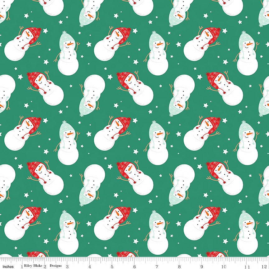 Christmas Flannel Snowmen Green