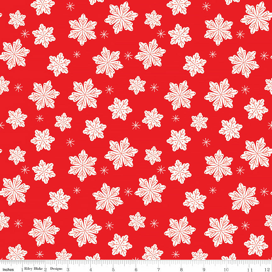 Christmas Flannel Snowflakes Red