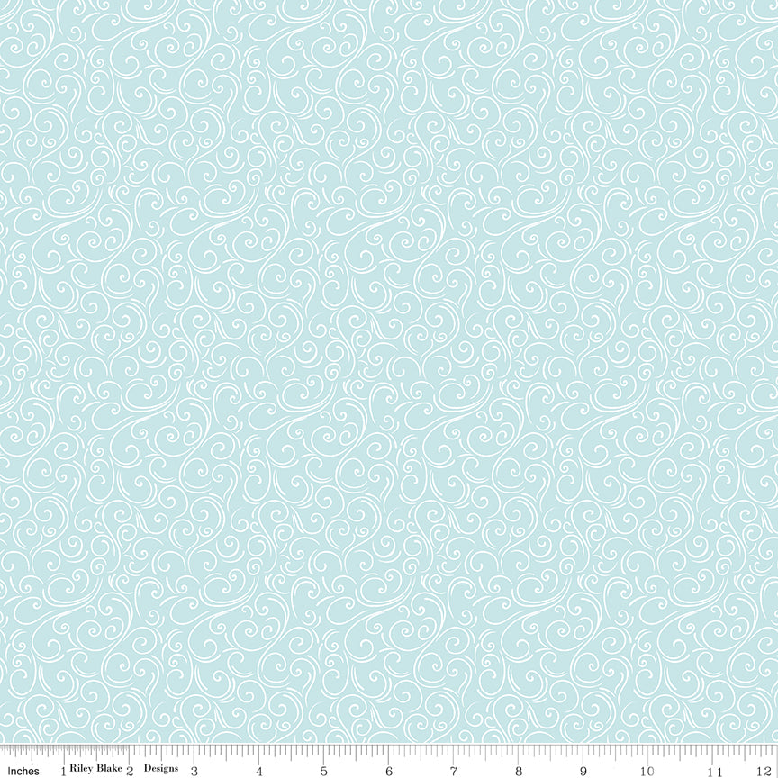 Designer Flannel Winter Magic Swirls Aqua