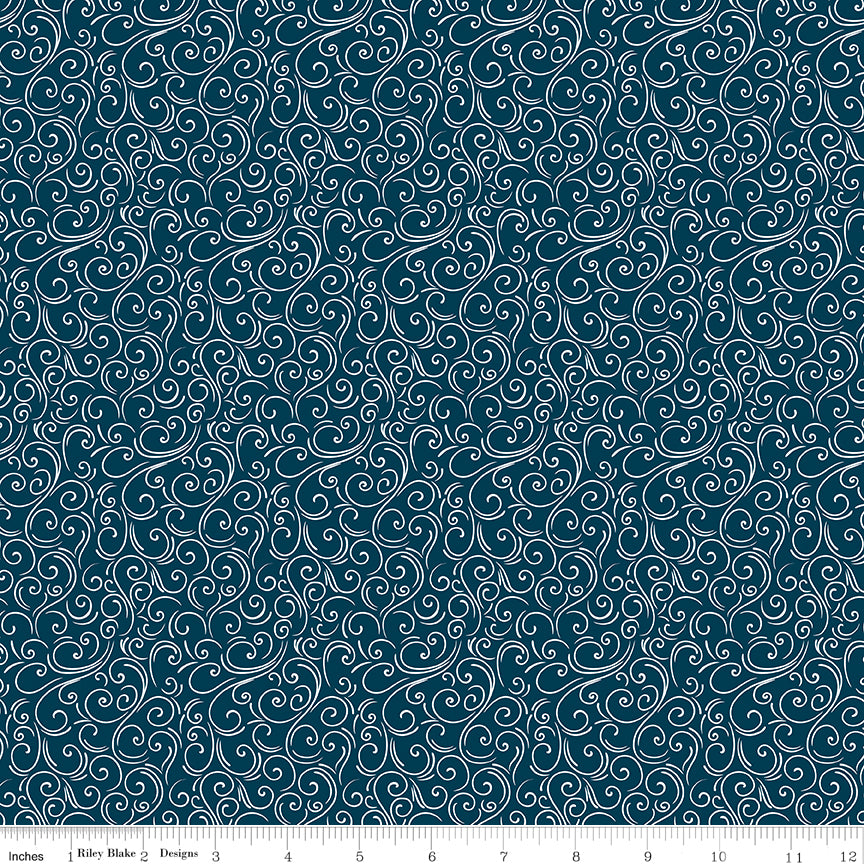 Designer Flannel Winter Magic Swirls Navy