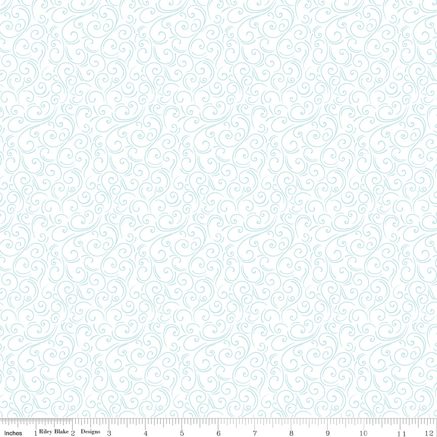 Designer Flannel Winter Magic Swirls White