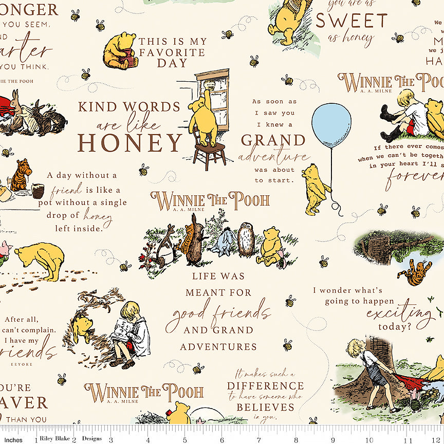 Winnie the Pooh Flannel Quotes Cream