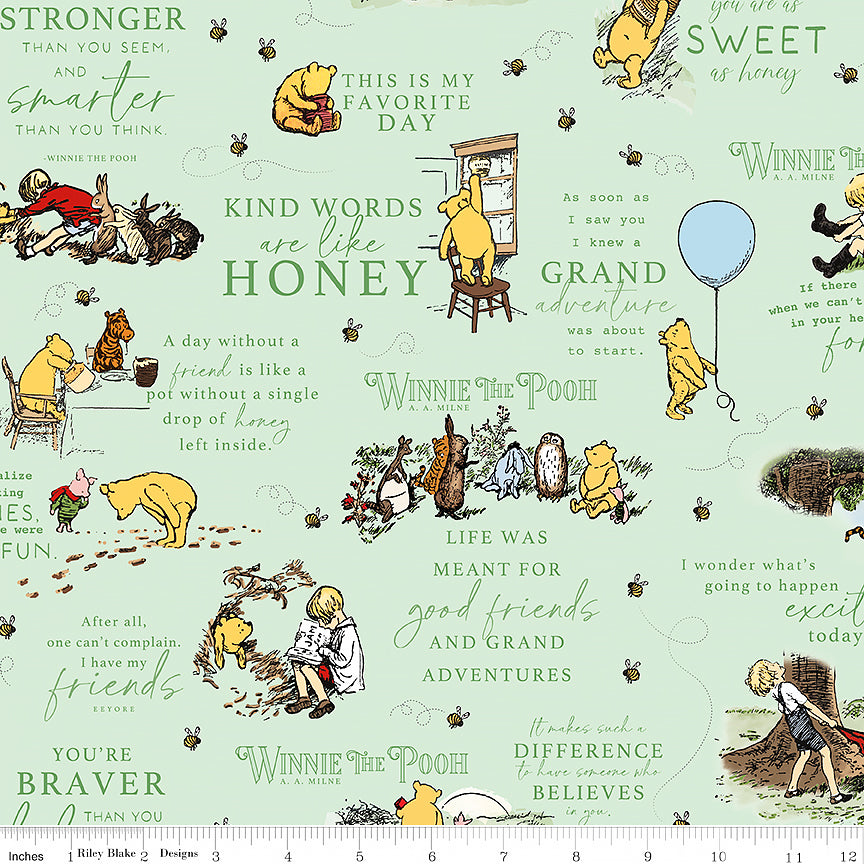 Winnie the Pooh Flannel Quotes Green
