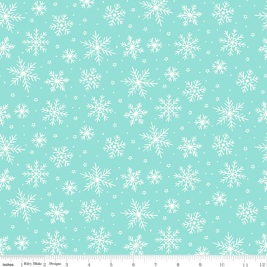 The North Pole Flannel Snowflakes Aqua