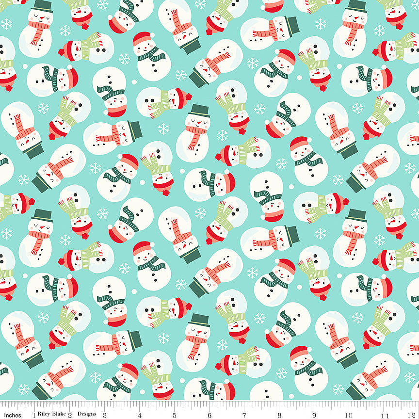 The North Pole Flannel Snowmen Aqua