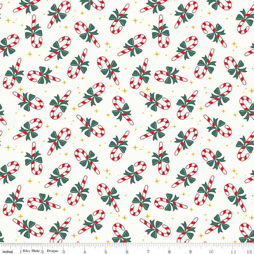 The North Pole Flannel Candy Cane White
