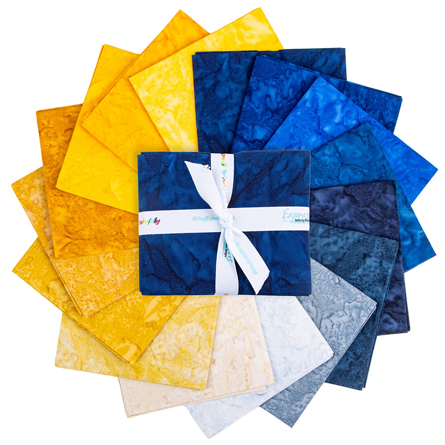 Expressions Batiks Hand-Dyes Tuscan Blue Fat Quarter Bundle from Riley Blake