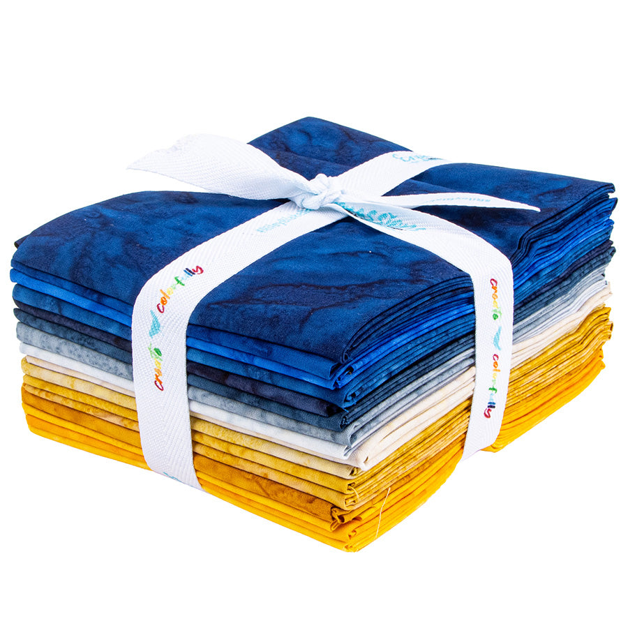 Expressions Batiks Hand-Dyes Tuscan Blue Fat Quarter Bundle from Riley Blake