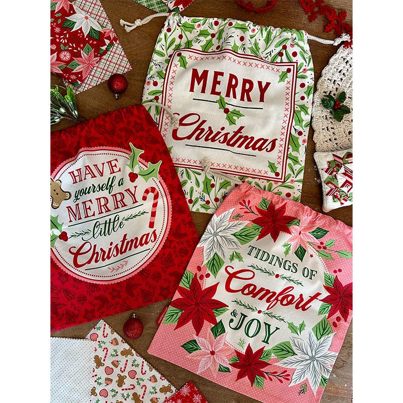 Merrily on High Set of 3 Drawstring Gift Bags by Sweetfire Road