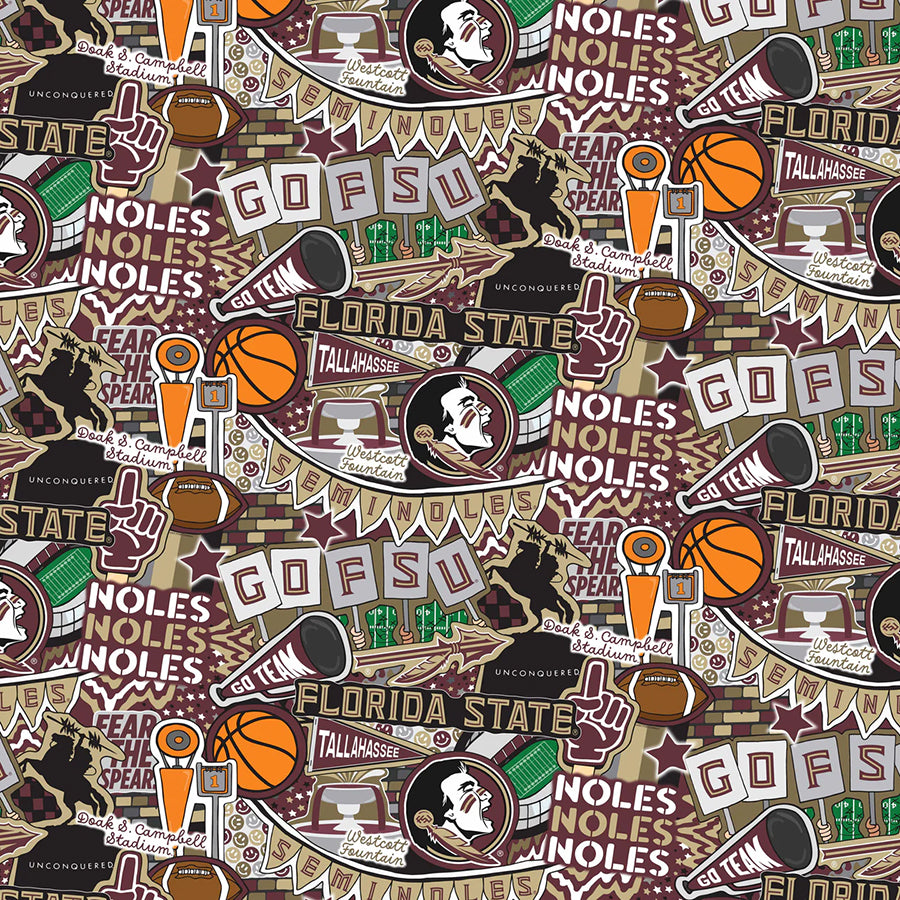 College Fabrics Florida State Doodle Allover