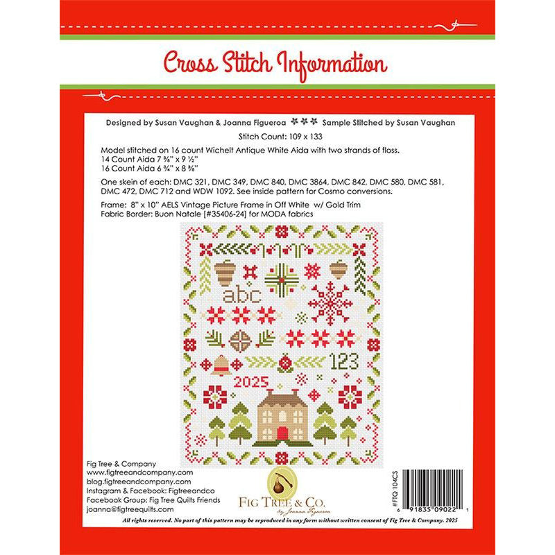 Twas the Night Before Christmas Cross Stitch Sampler Pattern by Fig Tree & Co.