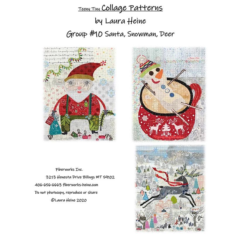 Teeny Tiny Collage Group #10 Santa, Snowman and Deer Quilt Pattern