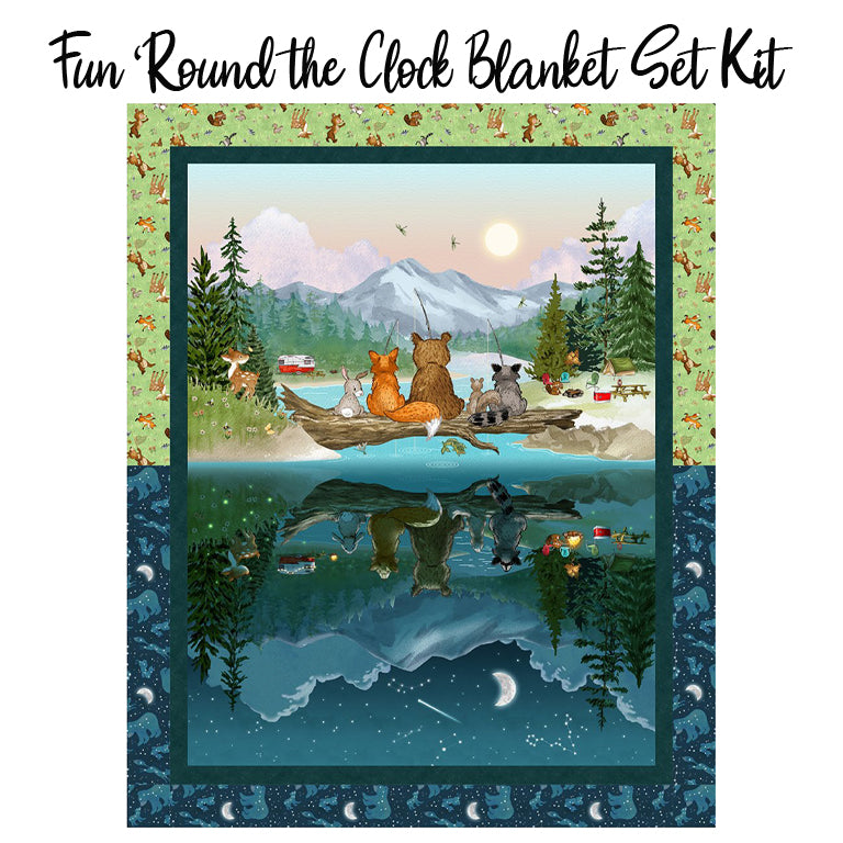 Fun 'Round the Clock Blanket Set Kit with Happy Campers Minky from Henry Glass