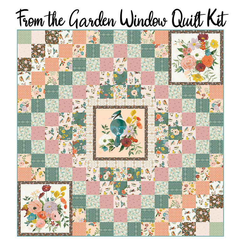 From the Garden Window Quilt Kit with Winged Medley from Riley Blake