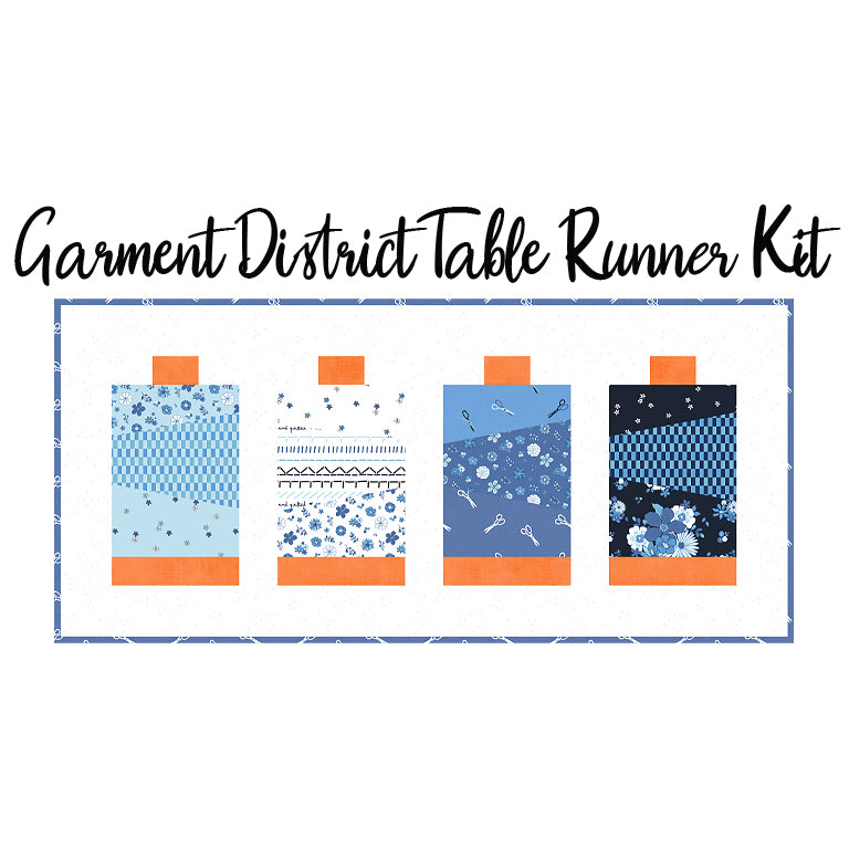 Garment District Quilt Kit with Blue Blooms & Threads from Riley Blake